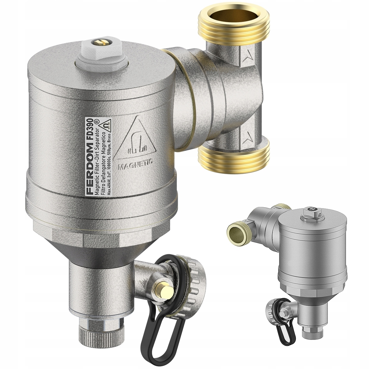 Ferdom FD390 Silný magnetický filter Separátor 40 kW, pripojenie 2x1" 360st