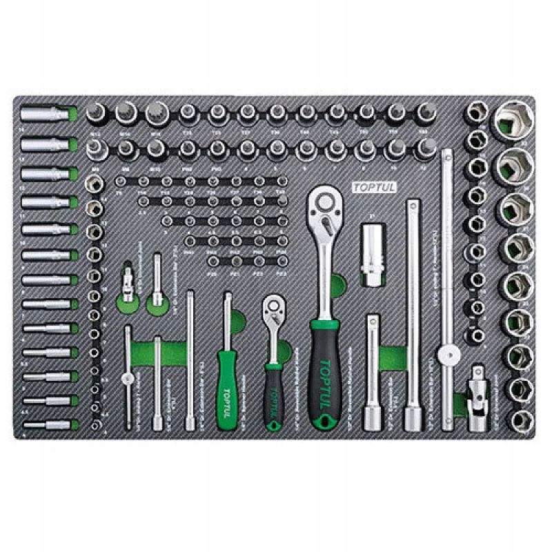 Sada Náradia Nástrčné Kľúče Bity 1/4" 1/2" 111 Ks Vložka Do Kočíka Toptul