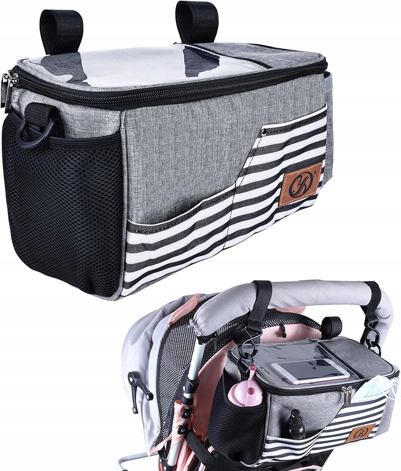 TORBA ORGANIZER DO WÓZKA ŁÓŻECZKA DLA MAMY SZARY