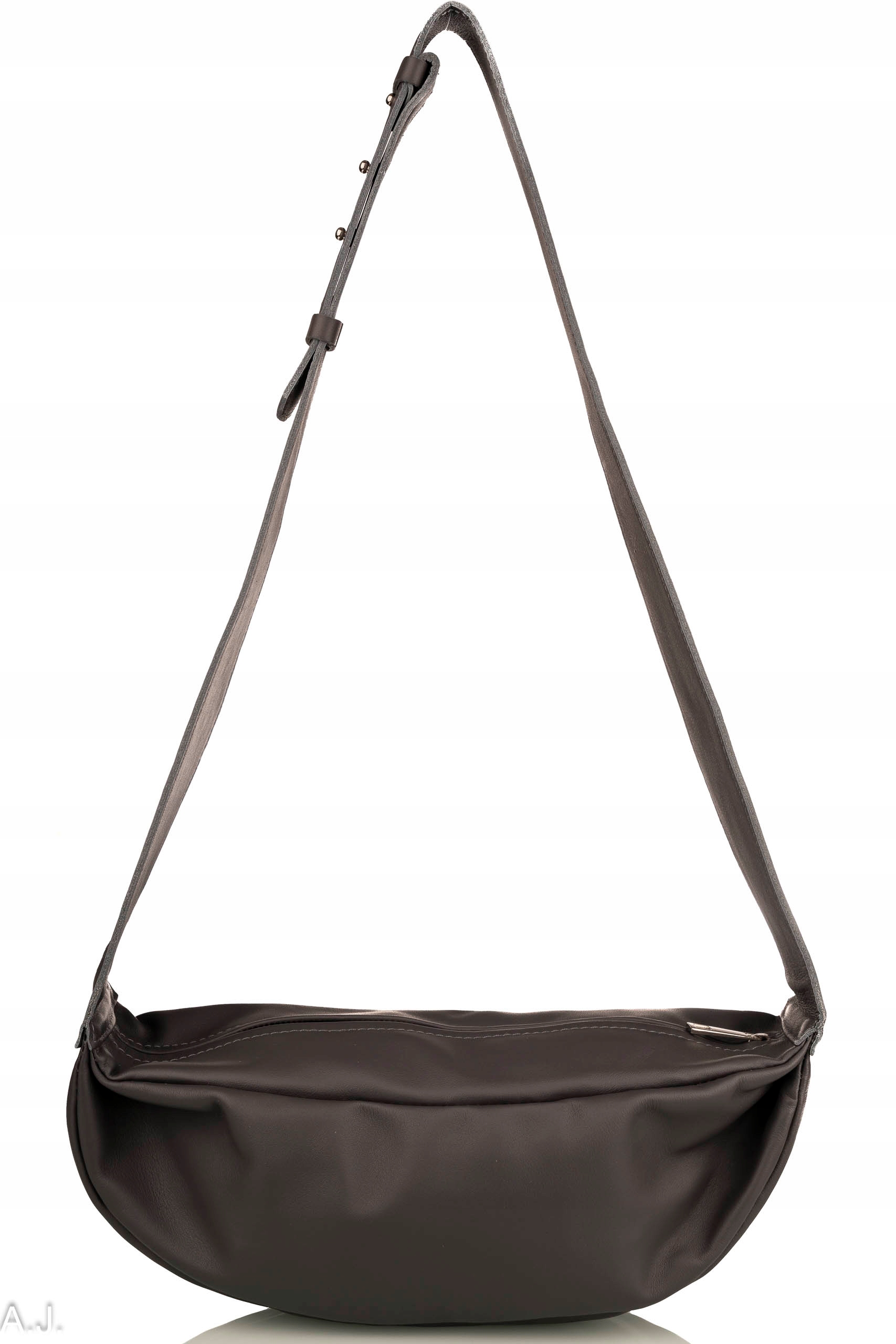 Taška ledvinka kabelka kožená taška dámský přívěsek tmavý popel