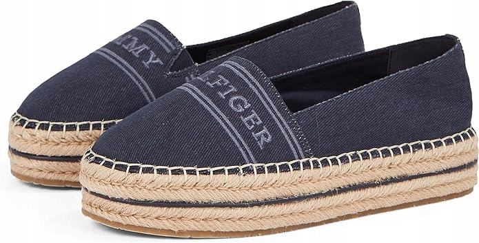 Tommy Hilfiger Kožené espadrilky Denim Platform FW0FW08543 Tmavě modré