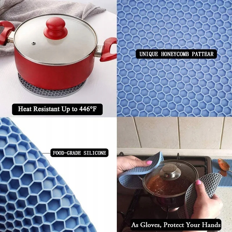 Kitchen Non-slip Pot 14cm Small Round Honeycomb Silicone Placemat