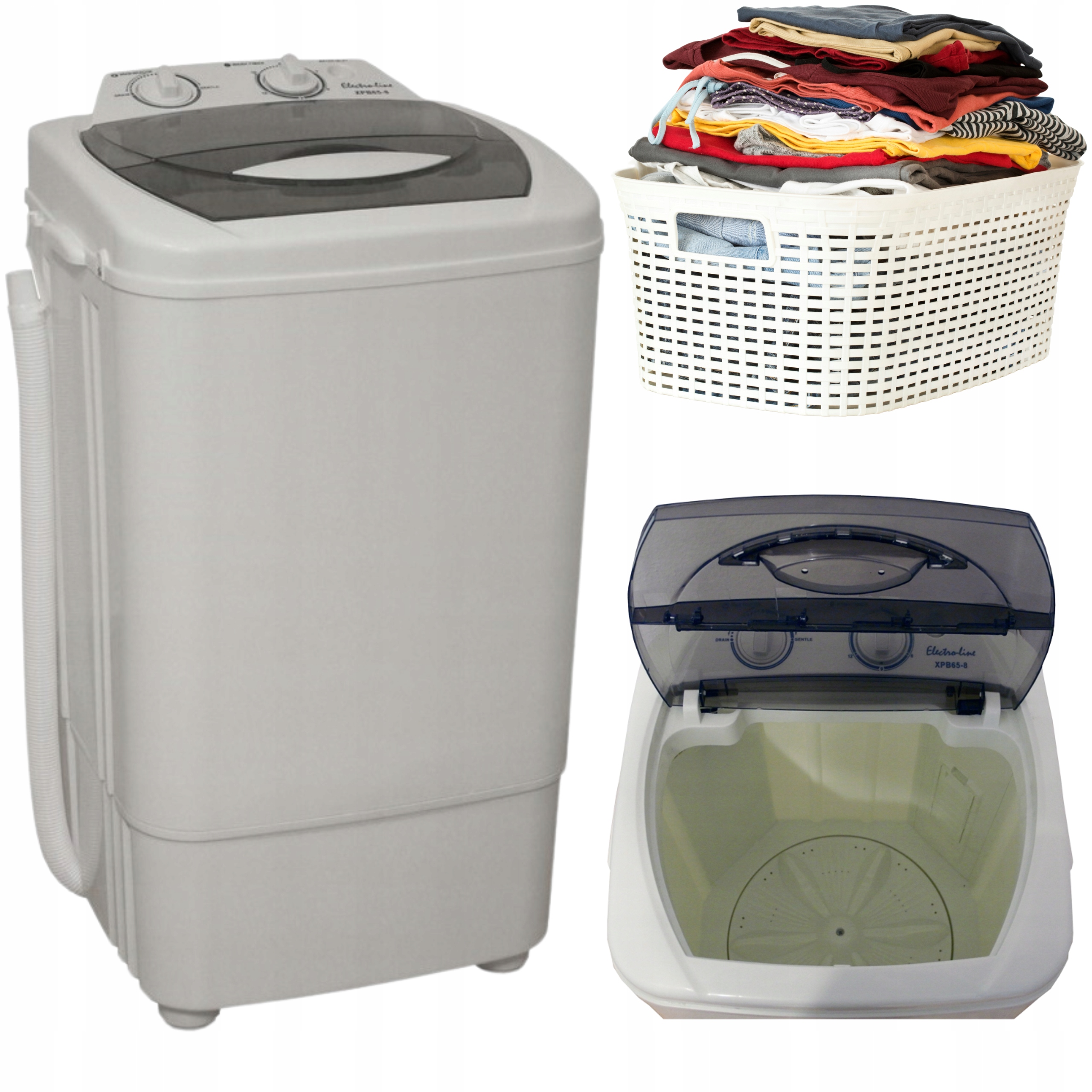 Pralka wirnikowa turystyczna do ubrań bielizny prania Electro-Line PB65-8