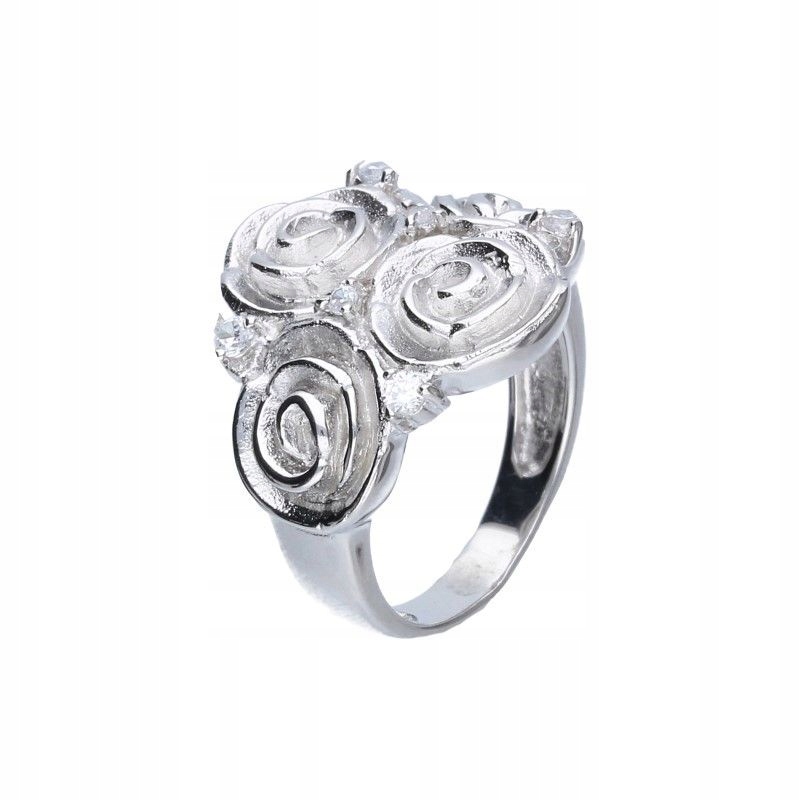 Stříbrný dámský prstýnek 925 Růže s bílými zirkony pro maminku, módní, velikost 12
