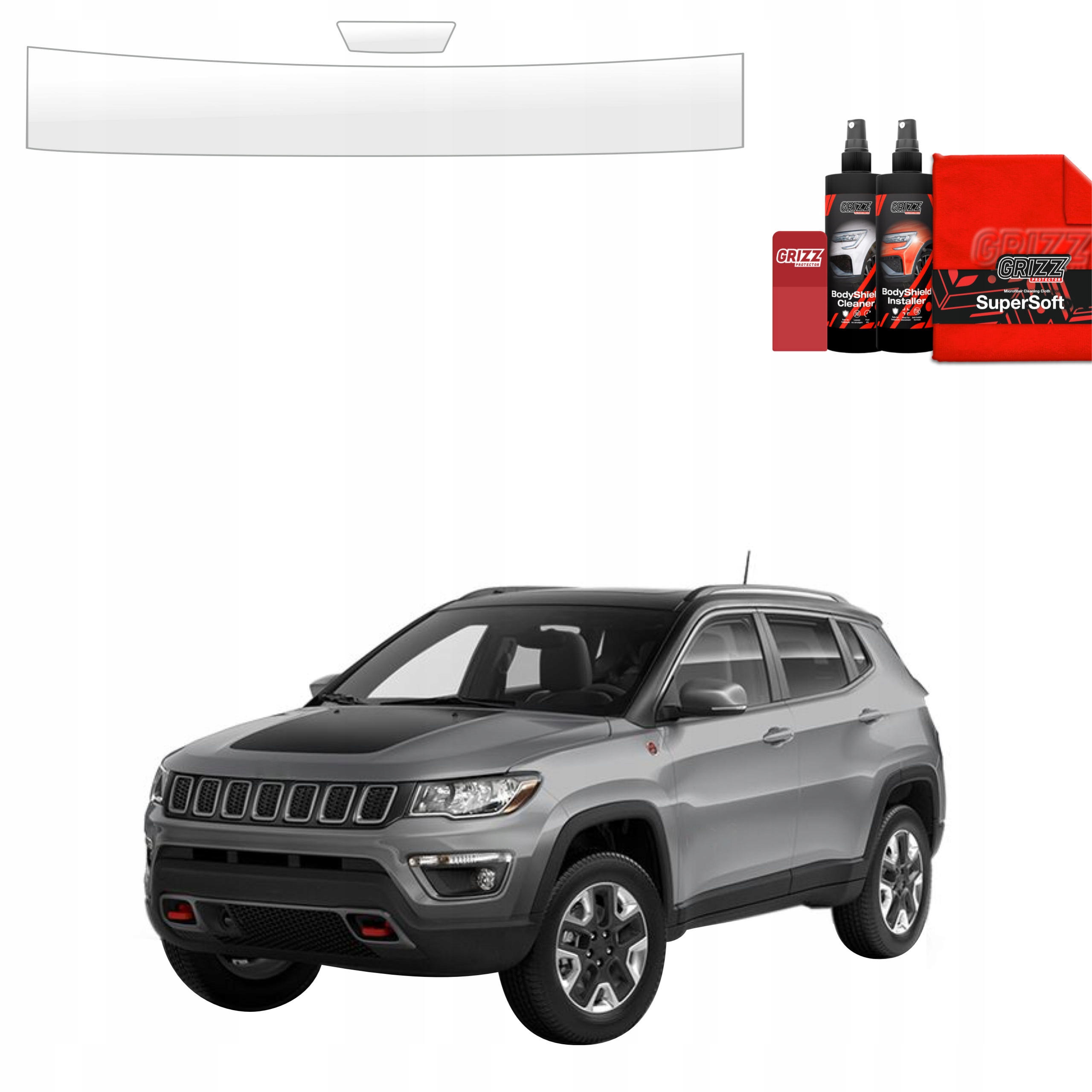 2v1 Fólie Ppf na práh zavazadlového prostoru a klika pro Jeep Compass (2020-2024) Grizz