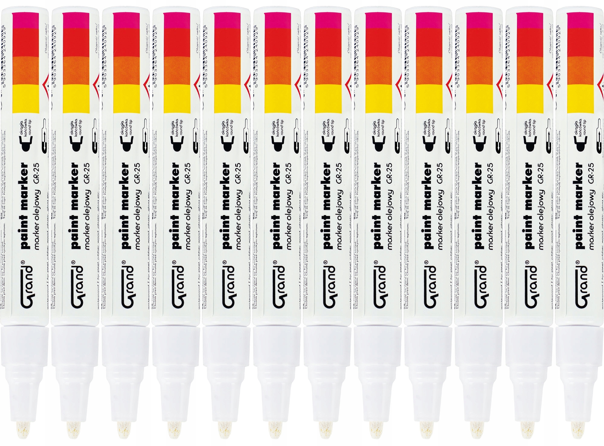 

12x Marker olejowy pisaki Grand GR-25 białe