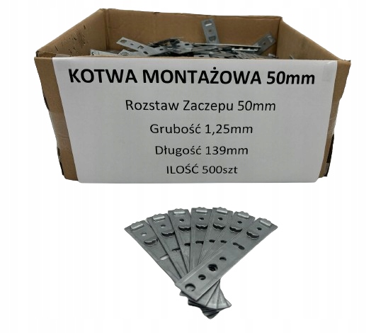 Kotvy Plechy na montáž okien Dobroplast 50 mm 500 ks