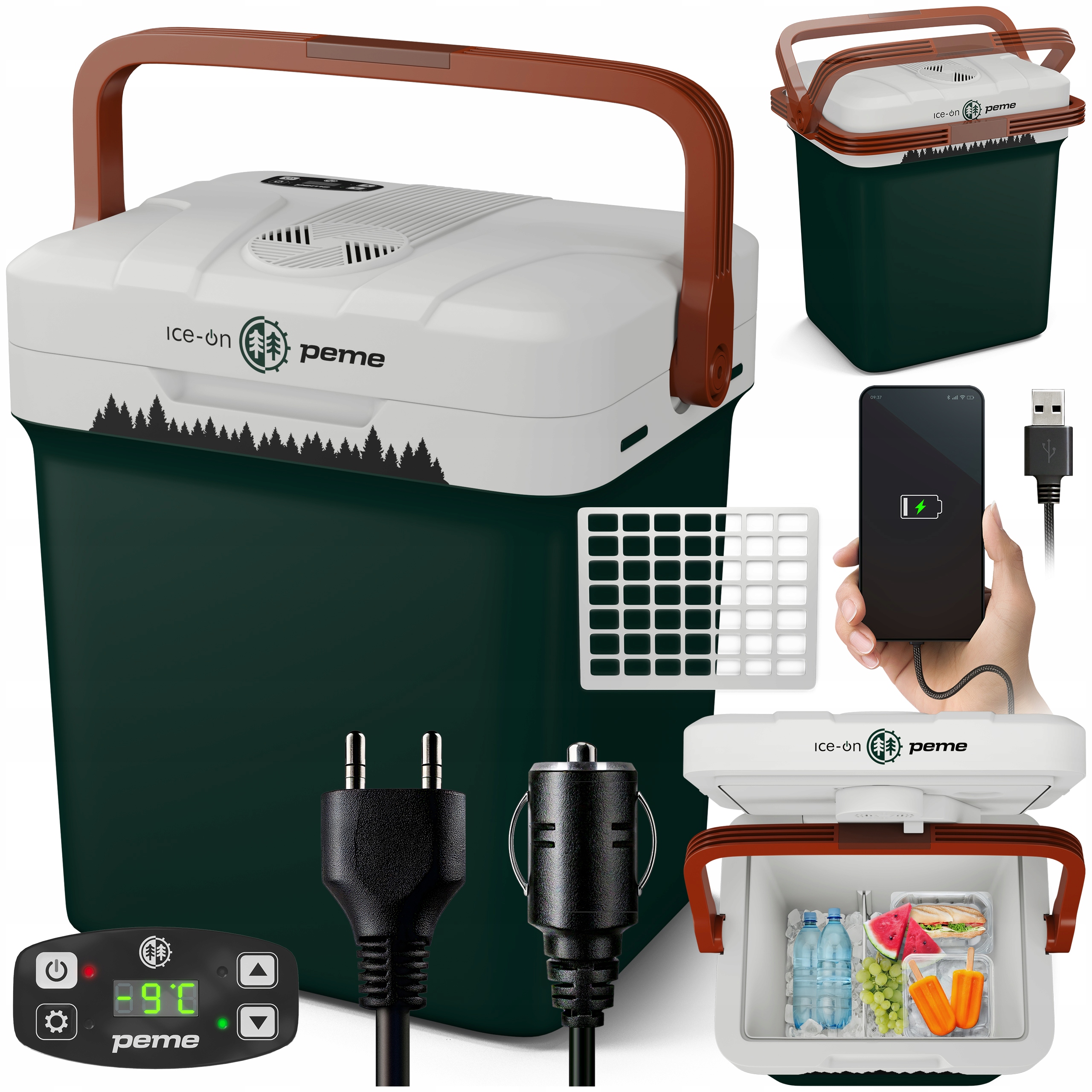 Lodówka Turystyczna Ice-On 27 Samochodowa Funkcja Grzania 12v 230v Usb Peme