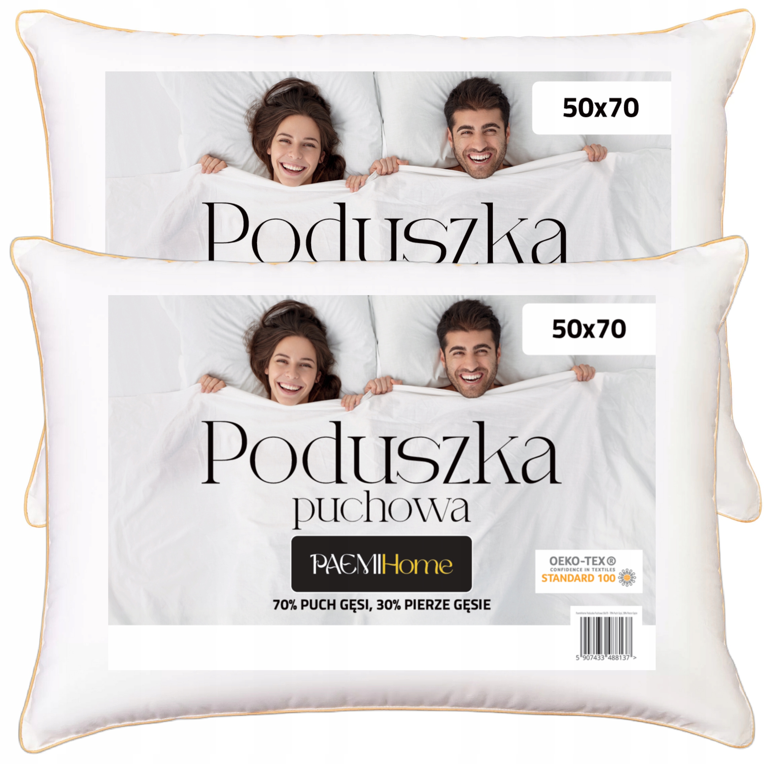 Sada 2x Páperový vankúš 50x70 PaemiHome z husieho páperia Poľský Výrobca