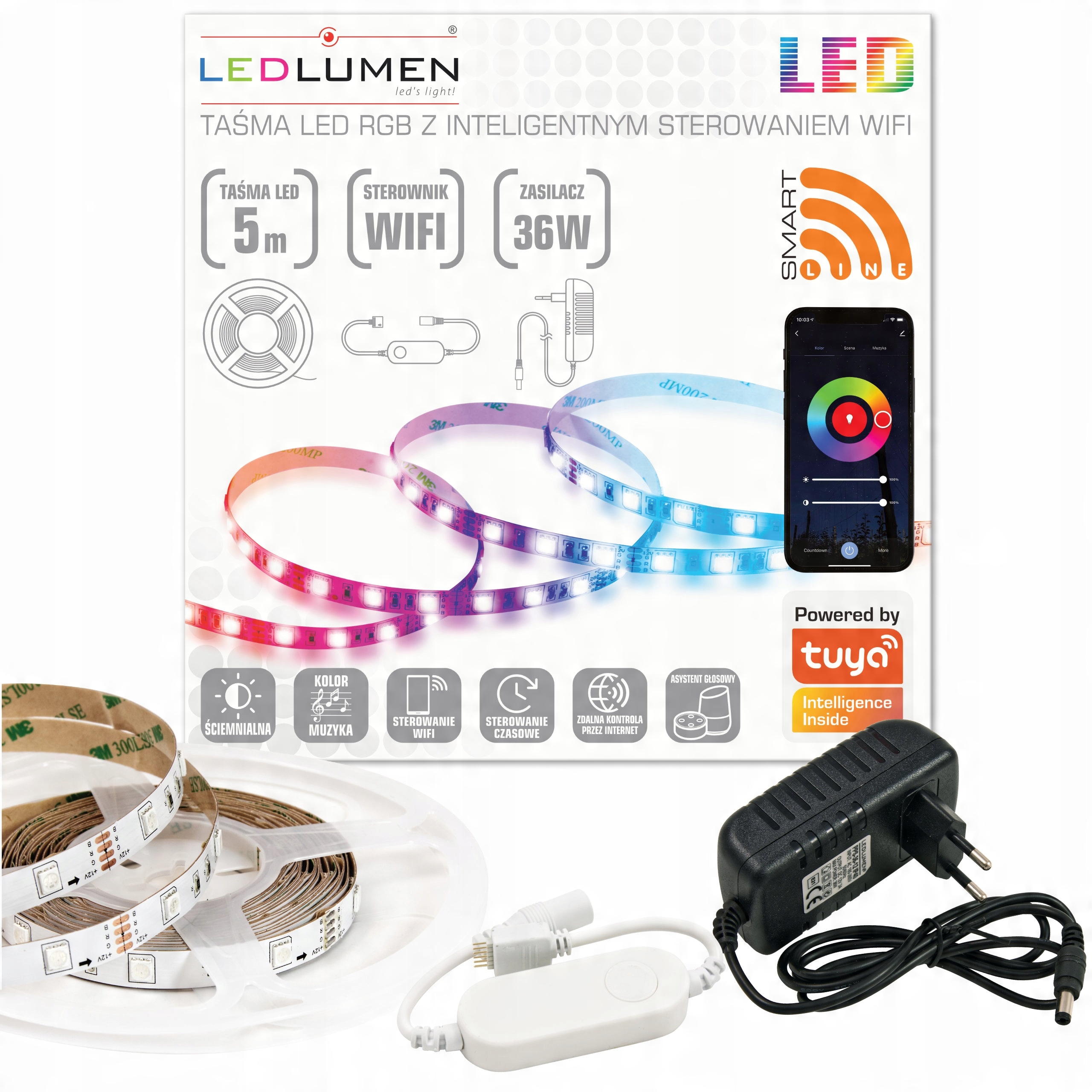 

Taśma Led Wifi 150 Smd 5050 5m Rgb Tuya Smart Life