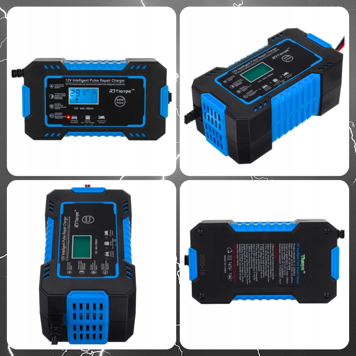 AUTOMATYCZNY INTELIGENTNY PROSTOWNIK ŁADOWARKA DO AKUMULATORA LCD 12V 6A Stan opakowania oryginalne