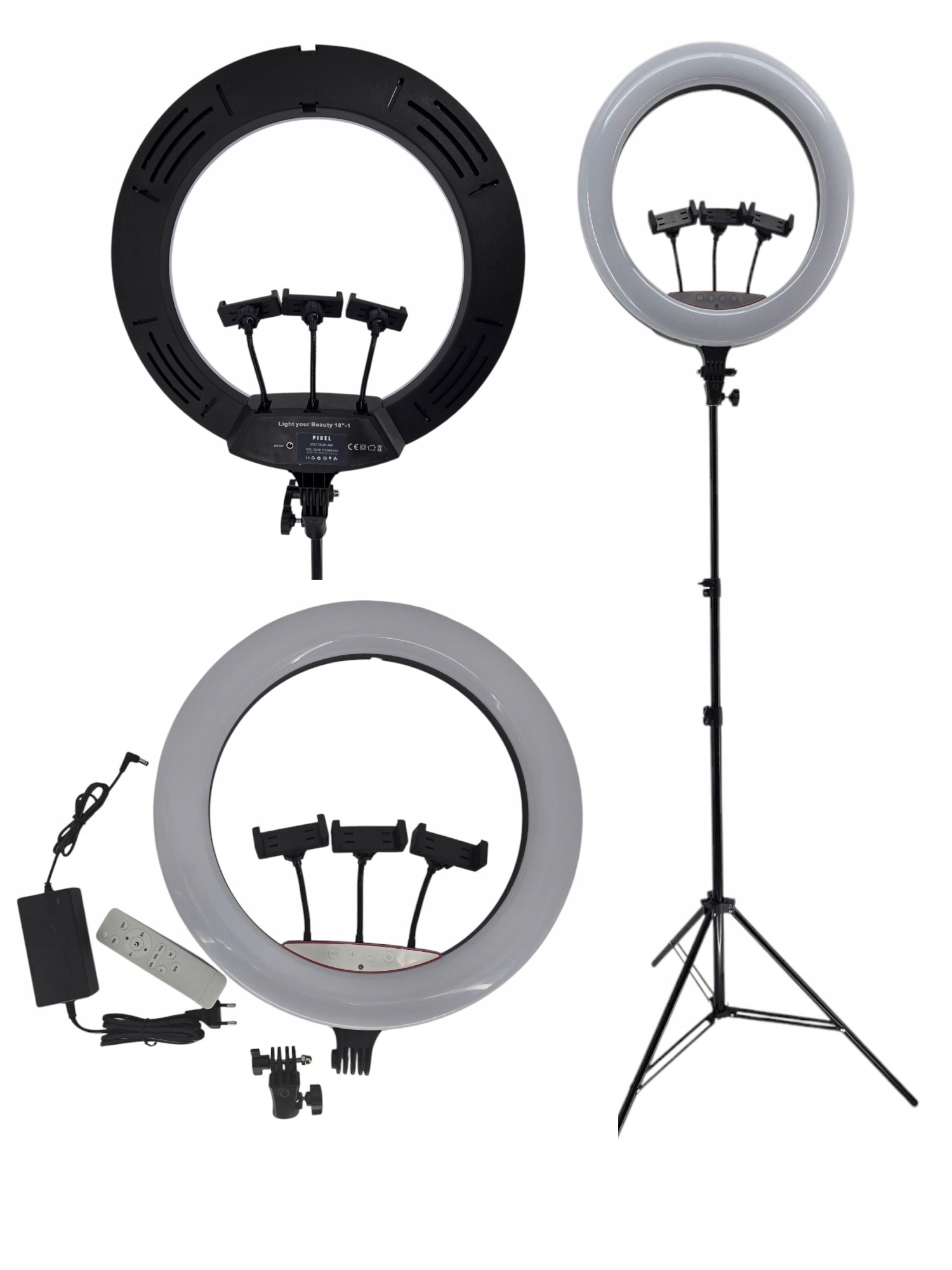 Lampa pierścieniowa ring LED 45 cm statyw 200 W