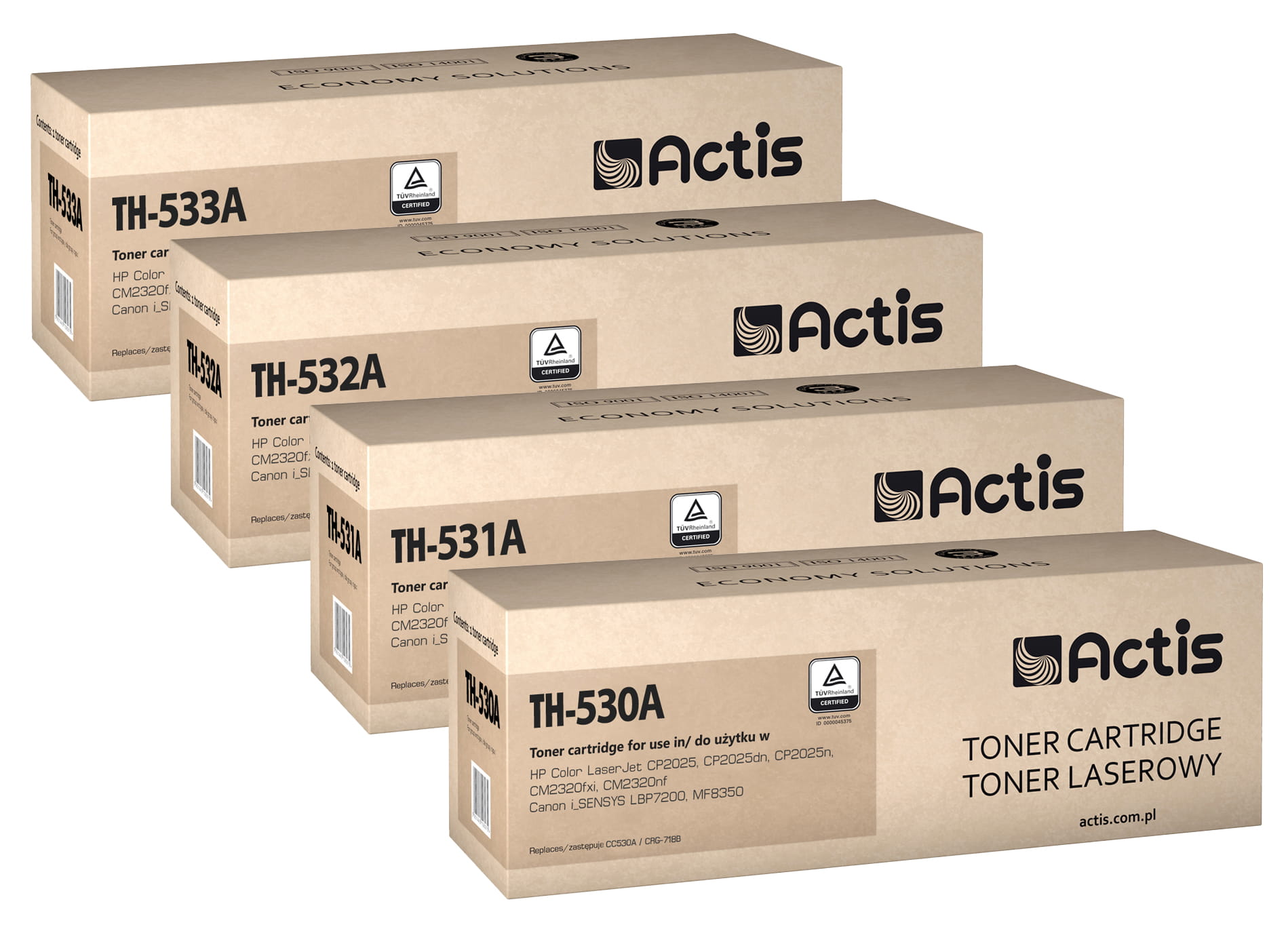 Komplet 4 Tonerů Actis pro Hp a Canon TH-530A TH-531A TH-532A TH-533A
