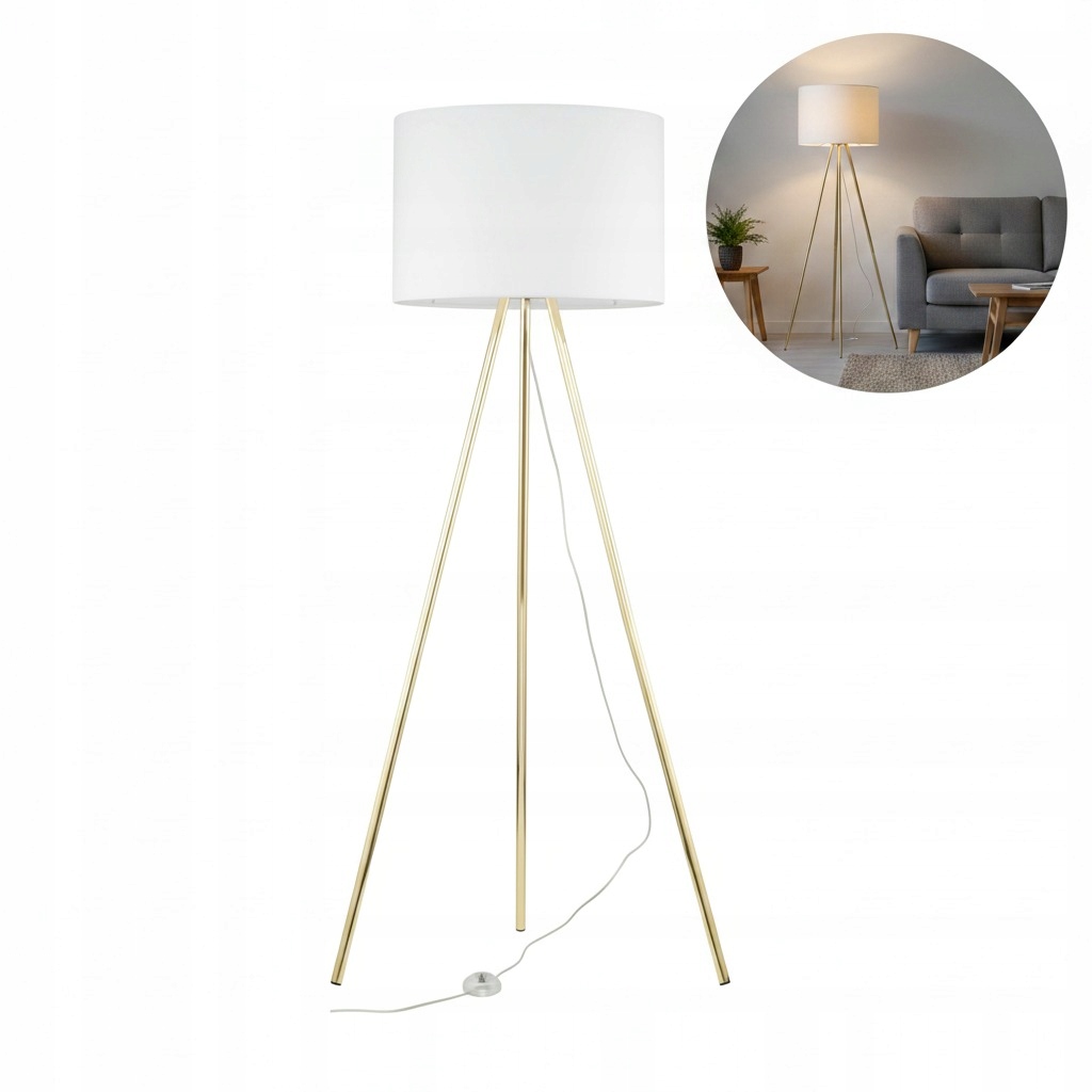 Moderná biela zlatá podlahová lampa do obývačky Tk Lighting