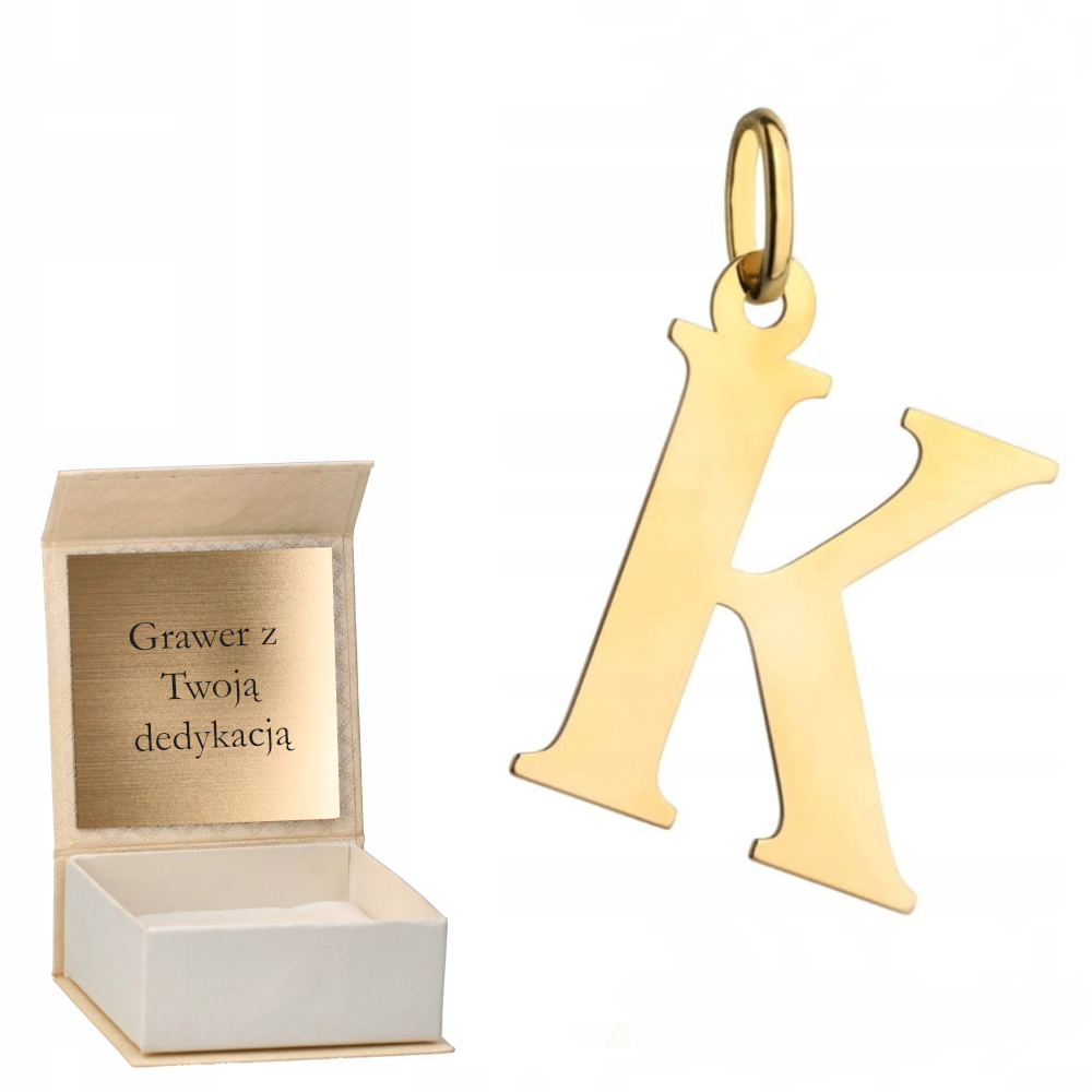 Zlatý přívěsek Písmeno K velké zlato ryzost 585 Gravírování