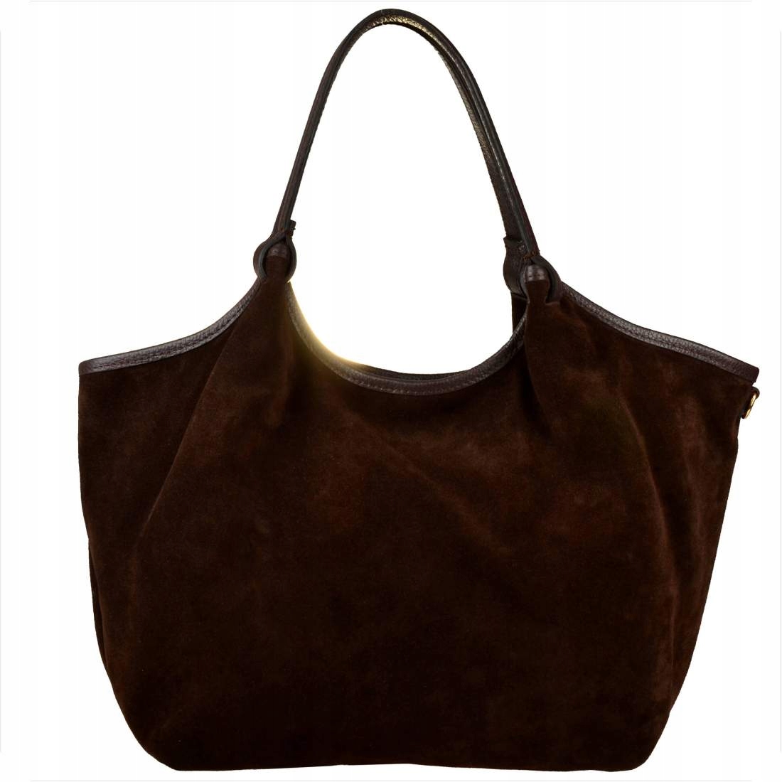 Italská shopper kabelka z semišové kůže hnědá čokoláda XL