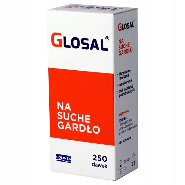 

Glosal, aerozol na suche gardło, 250 dawek