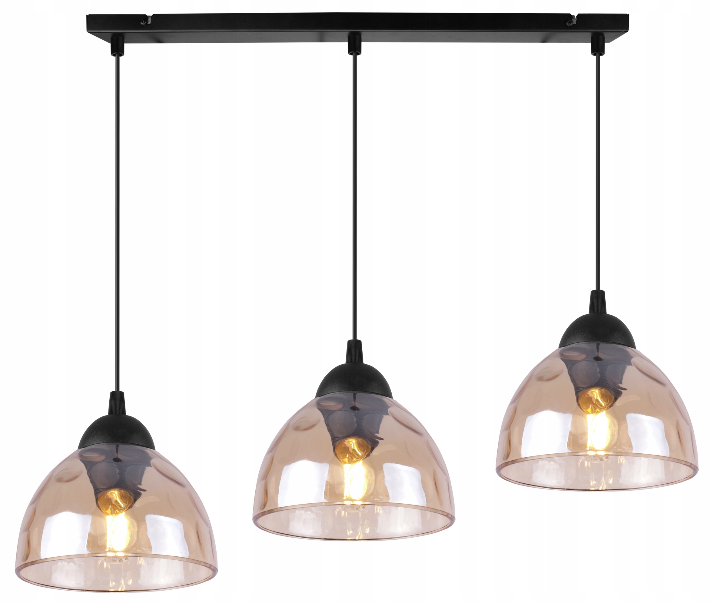 Lampa Wisząca Sufitowa Żyrandol Potrójny Szklane Klosze Nad Stół Wyspę Loft