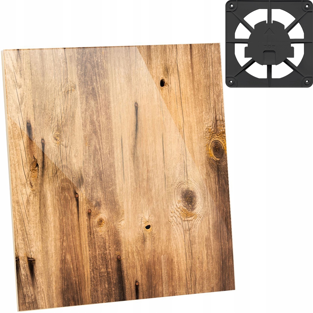 Ventilační Mřížka Grafit 15x15 Skleněný Panel Dekorativní Dřevo