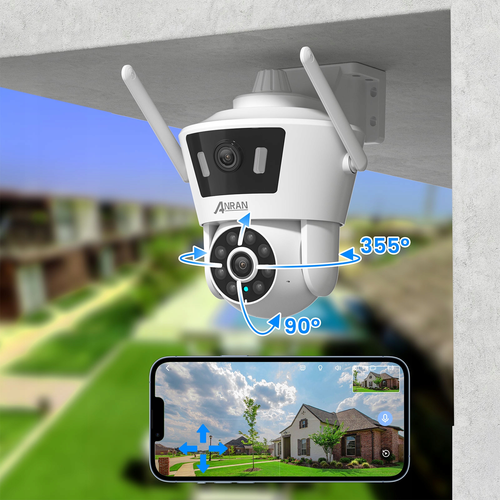 Vonkajšia Ip kamera Anran P7 Dual Lens Wifi Camera autotracking Icsee