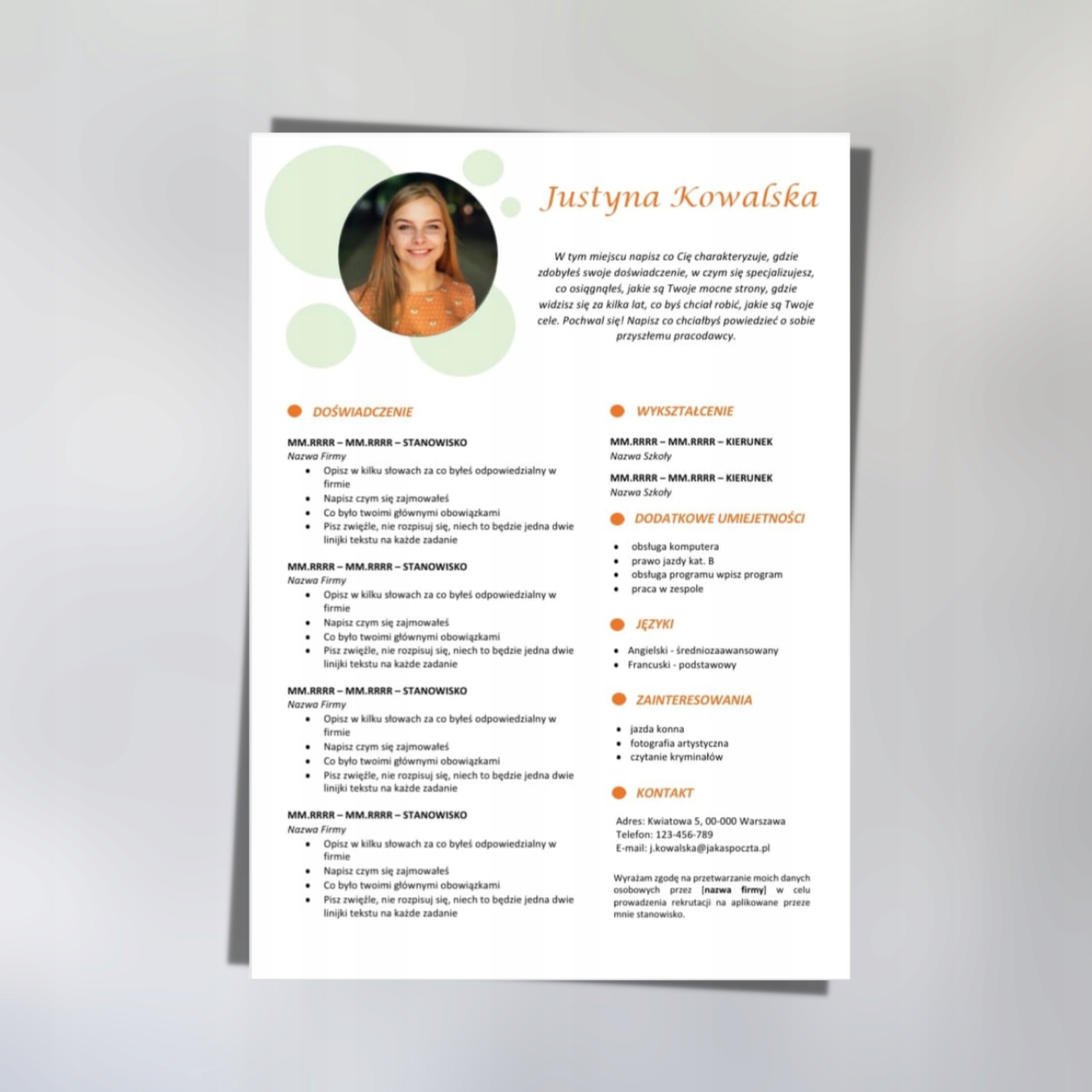 Edytowalny Szablon CV w MS Word PL 2/22/CV Nazwa 2/22/CV PL