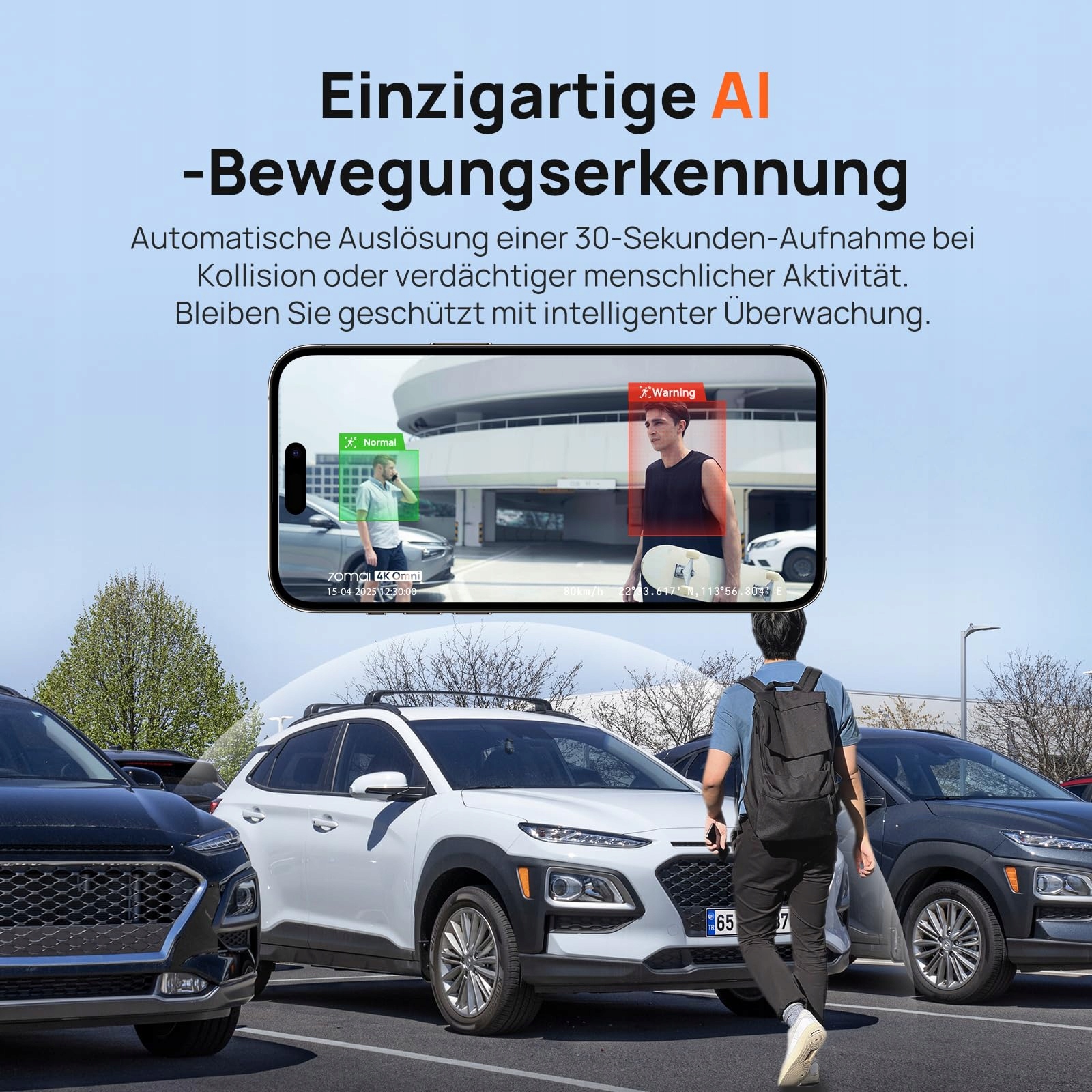 70MAI Kamera Samochodowa 4K 360 Stopni Przód Tył GPS WiFi AI Nocna Wizja — miniatura 5