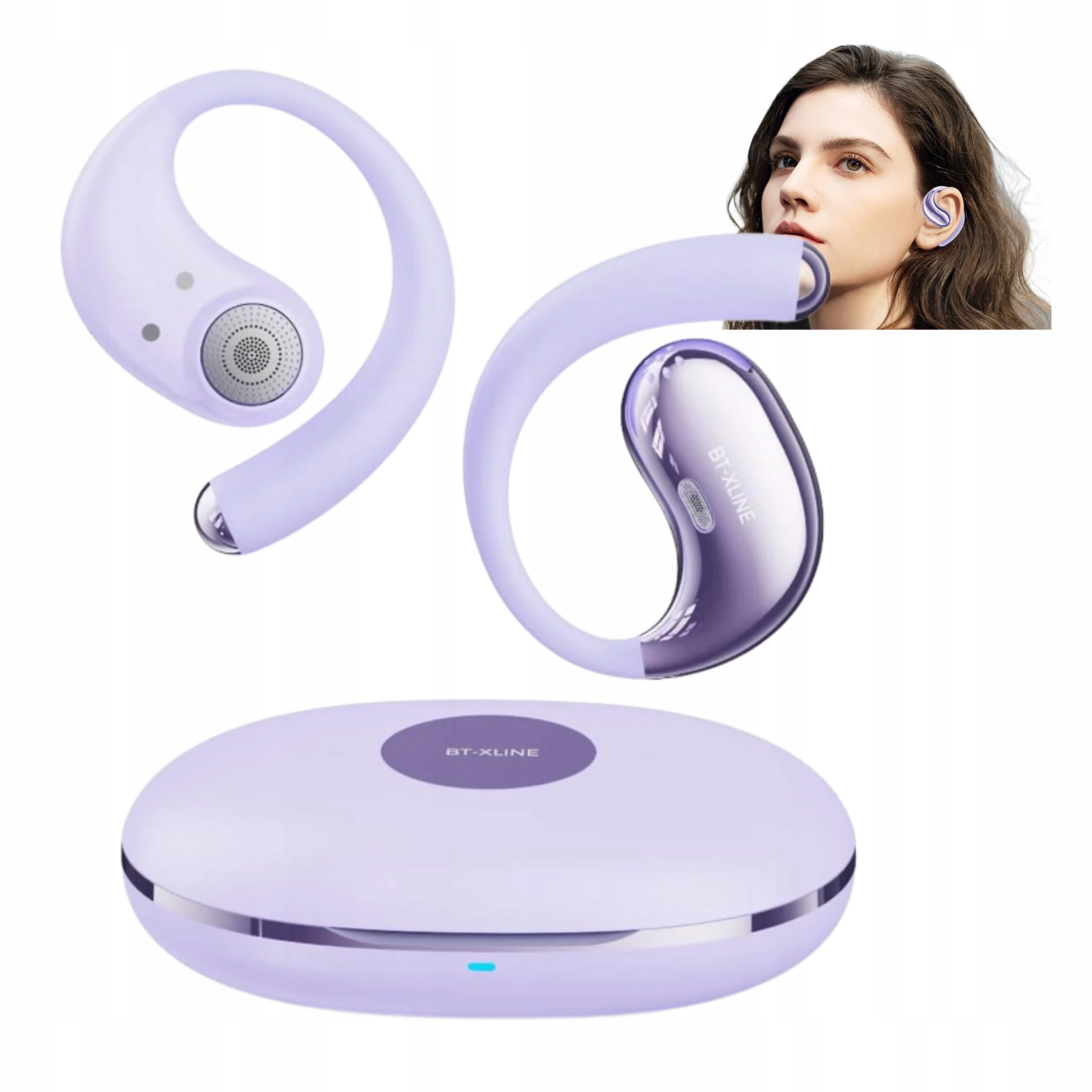 Bezdrátová sluchátka Bluetooth 6.0 Sportovní klip Redukce šumu 36h