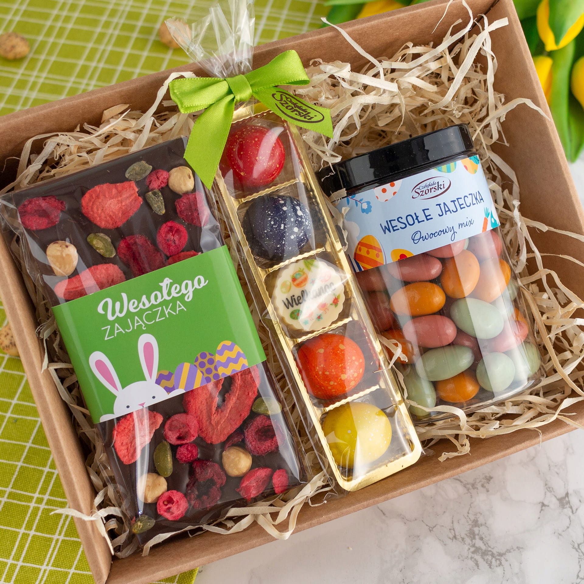 Zestaw słodkości kosz na Wielkanoc