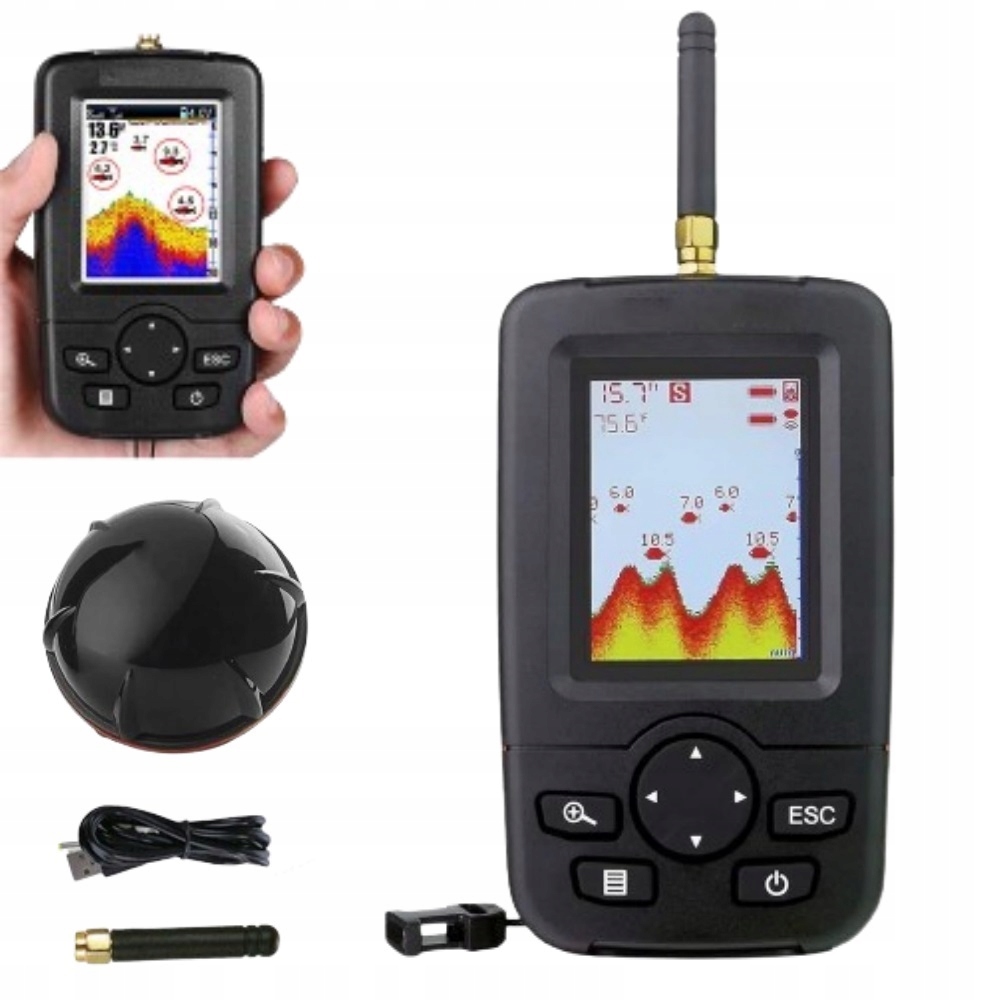 Przenośny Echosonda Bezprzewodowa Sonda Ryby Sonar Do Łódki Zanętowej