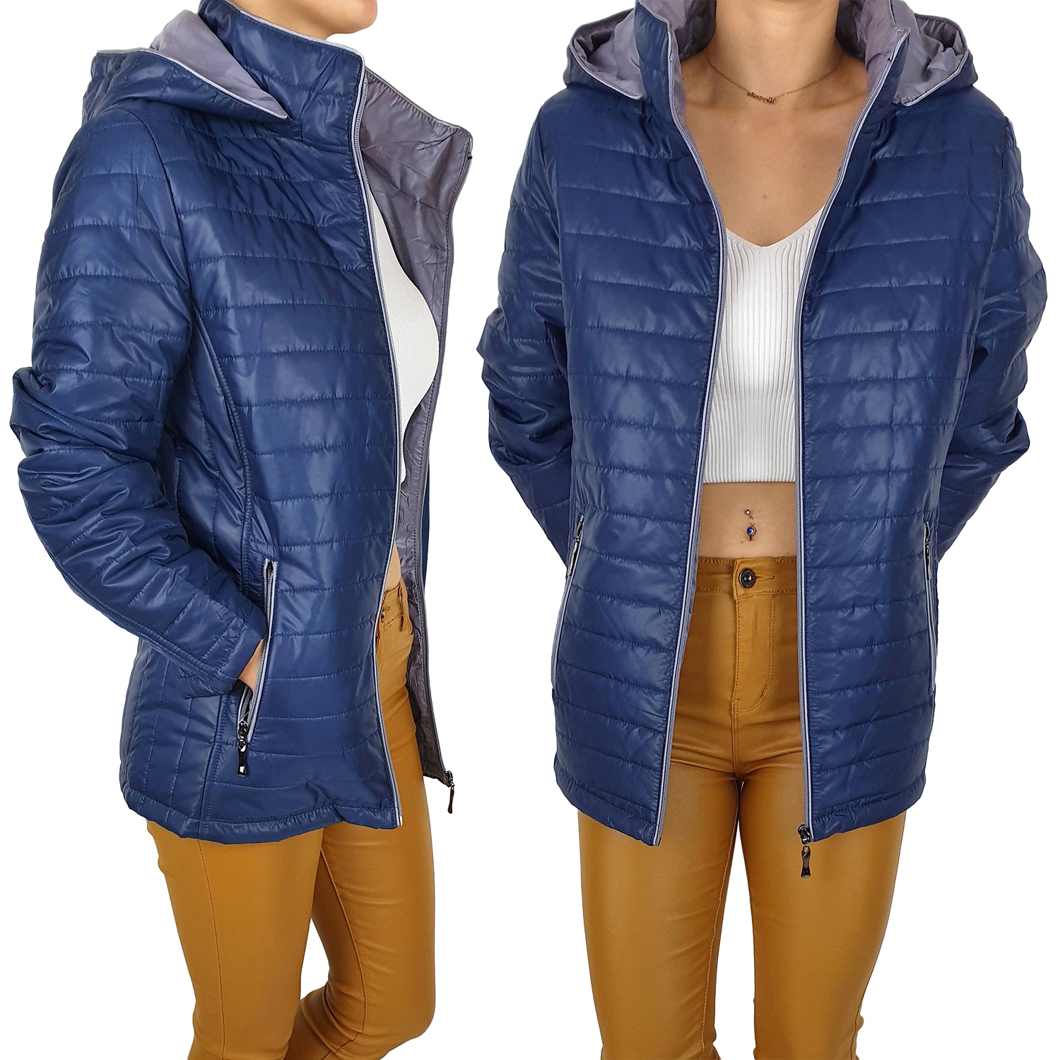 #dámská Prošívaná Bunda Kapuce Plus Velikost Barvy#