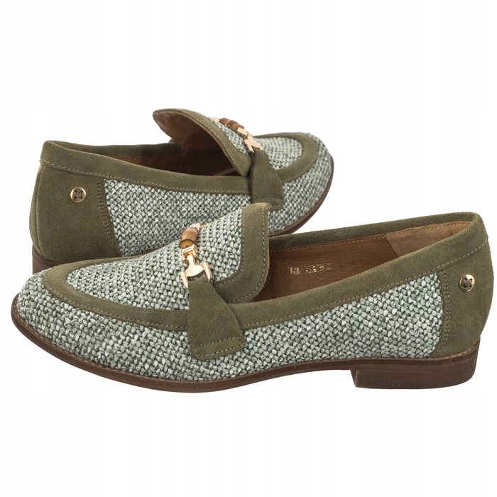 Boty Mokasíny Kožené Dámské Maciejka Zelené 06442-09