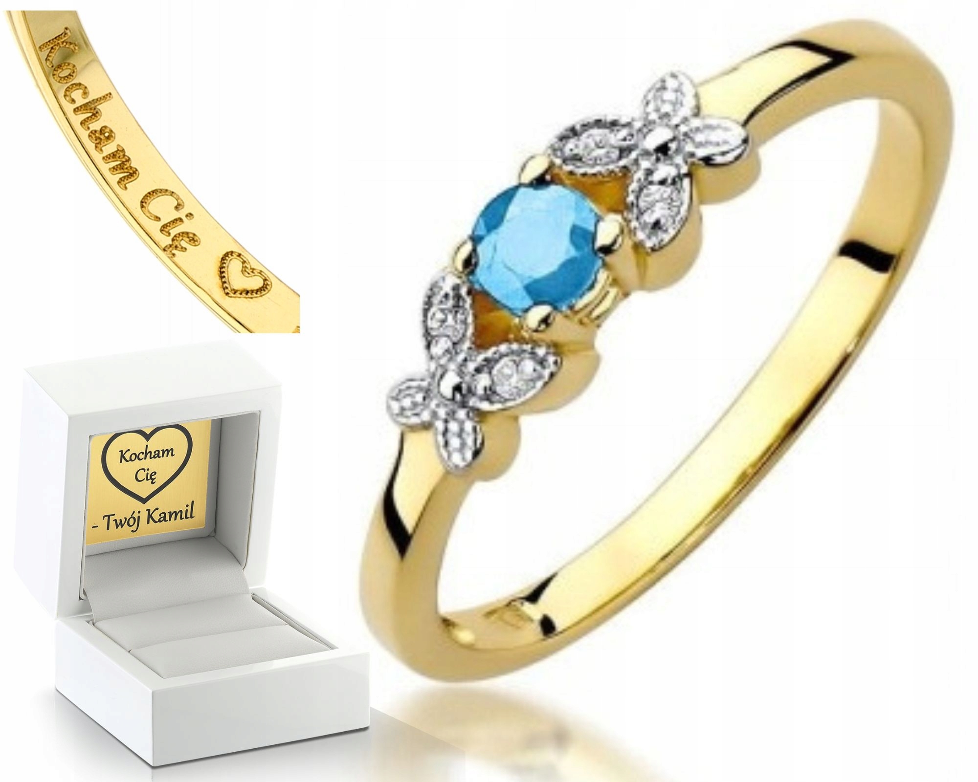 Prstýnek S Briliantovým Topazem Gravírování Bonus 585