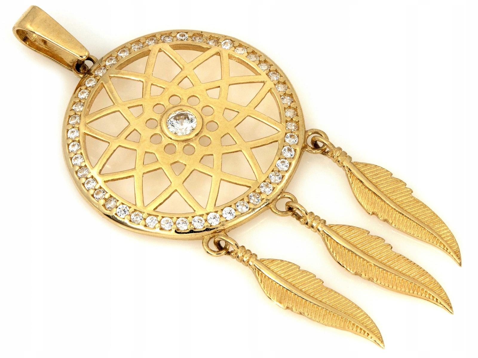 Zlatý přívěsek 585 lapač snů se zirkony 2.56 g jako dárek k narozeninám