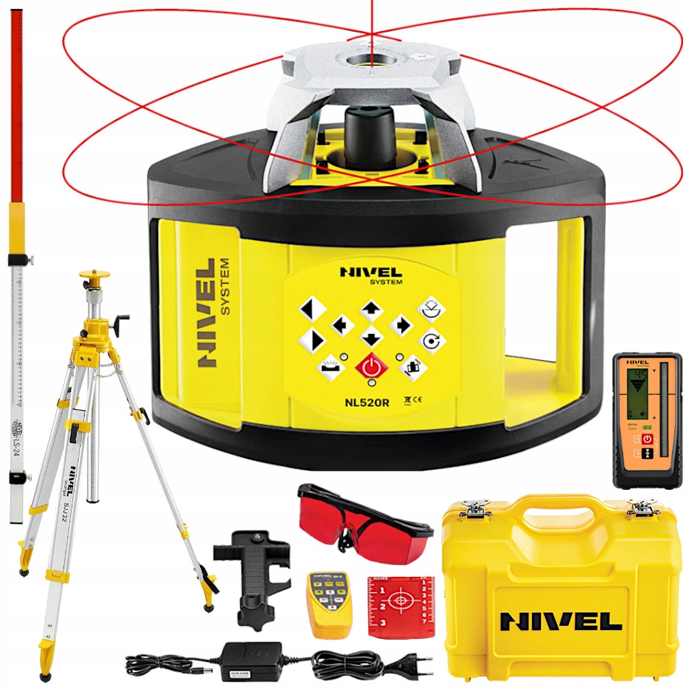 Niwelator terenu laserowy Nivel System NL520R łata LS-24 + statyw SJJ32