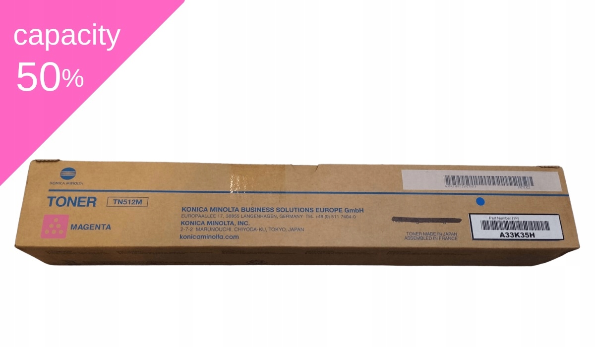 Toner Konica Minolta TN-512 A33K35H M Originál Magenta Polovina C454 C554