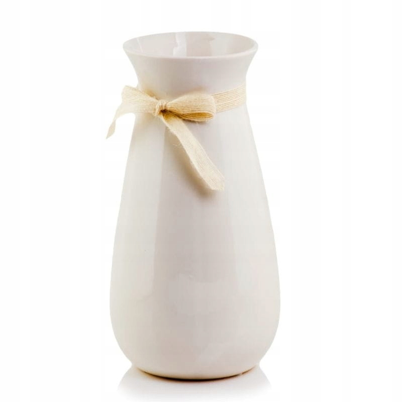 

Kremowy wazon ceramiczny ze wstążką wys. 27 cm