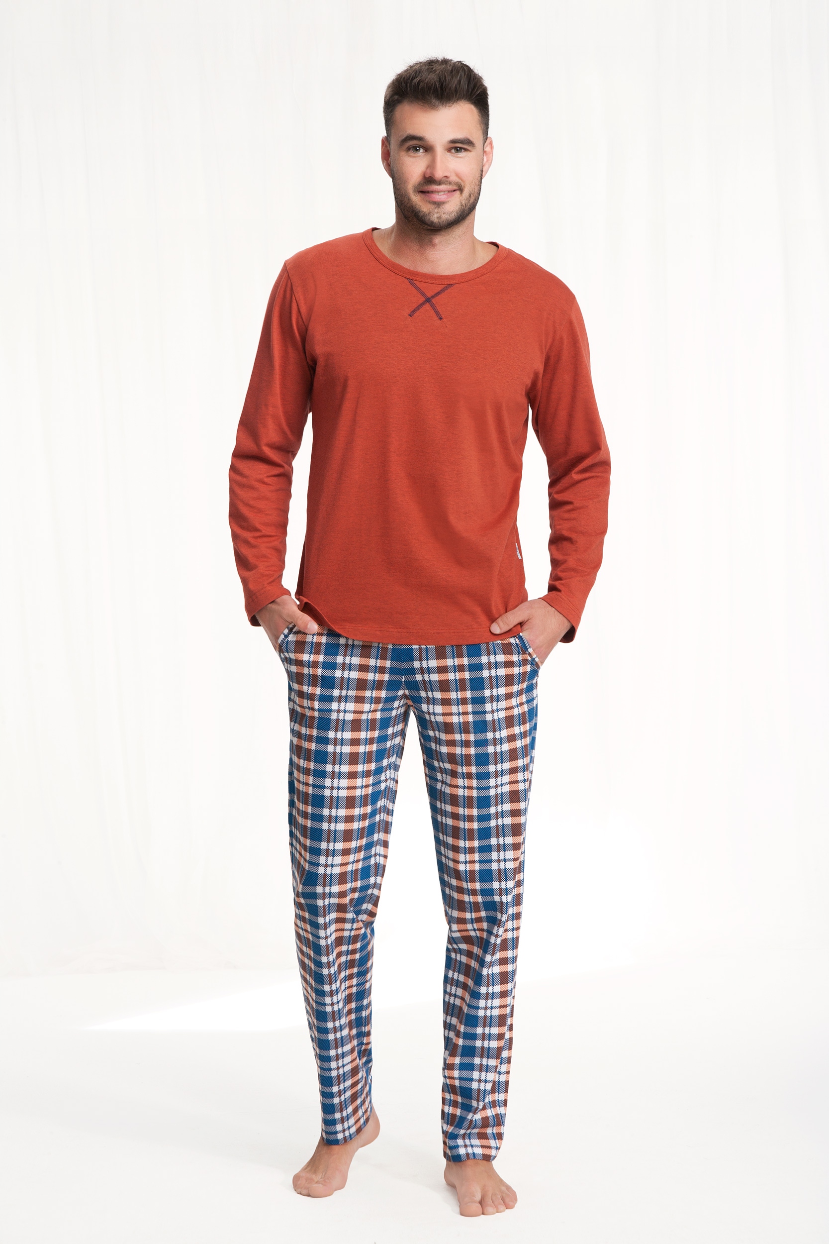 BAWEŁNIANA PIŻAMA MĘSKA DŁ. RĘKAW LUNA 700 [3XL] Marka inna