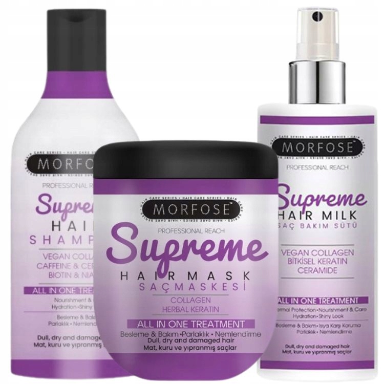 Morfose Supreme Sada Šampon 500 ML Kolagenová Maska 500 ML Mléko 200 ML