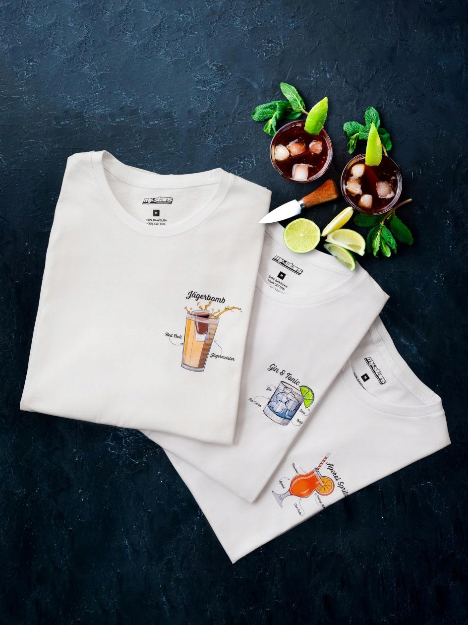 Sada 3 Kusů Tričko Tričko Drink Bílá L