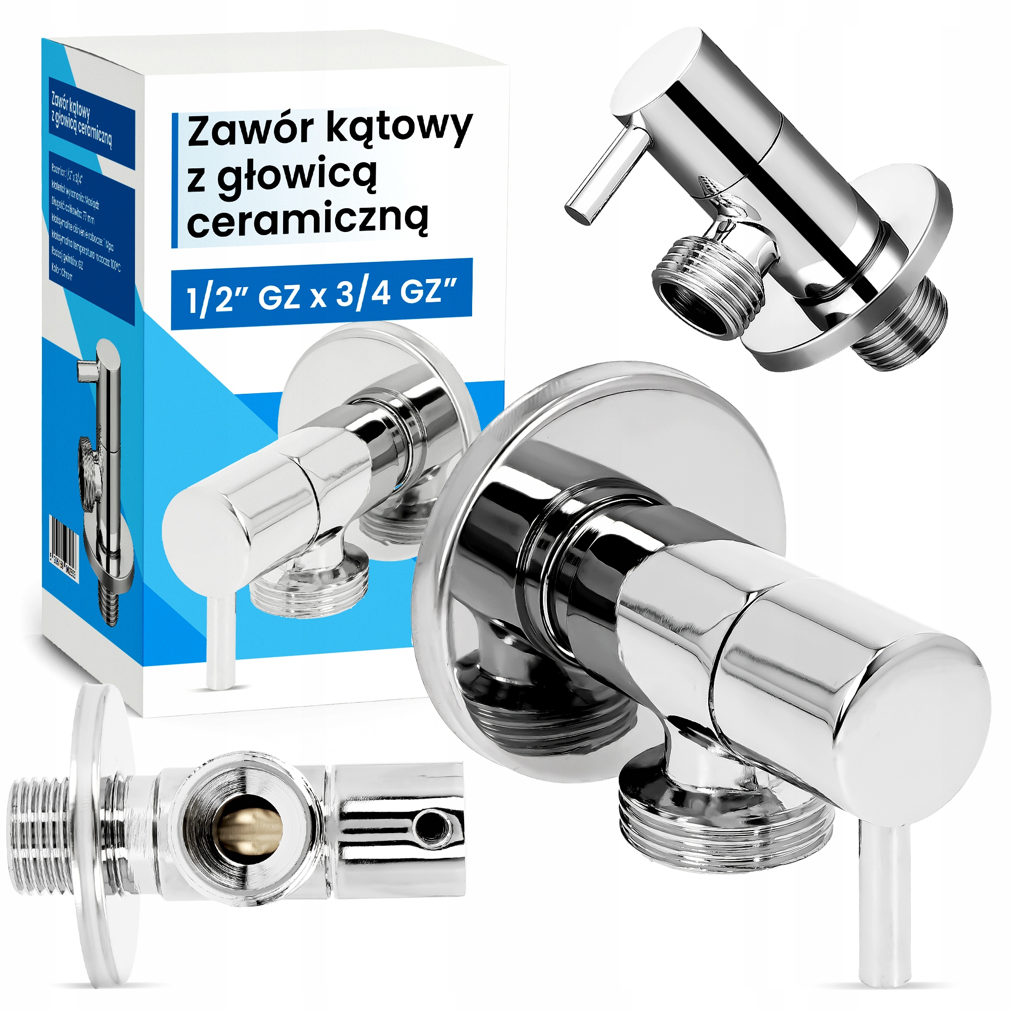 

Kurek kątowy z głowicą ceramiczną wody 1/2x3/4