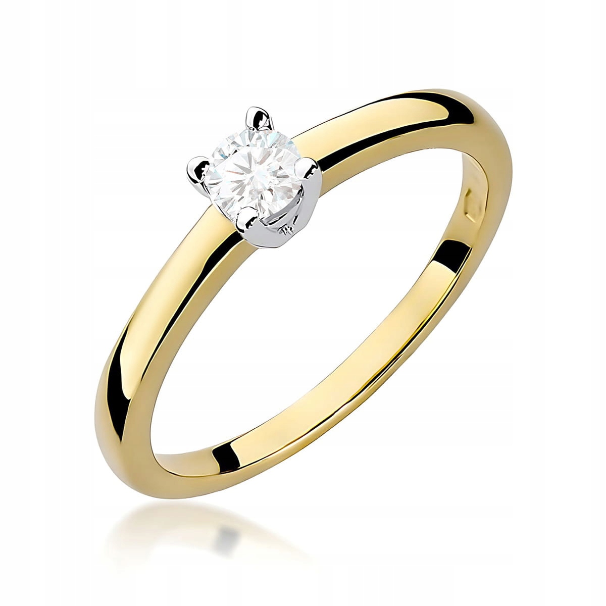 Zlatý prstýnek 585 s 0.25 ct kulatý diamantem pro zásnuby pro ni