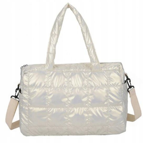 TOREBKA CZARNA puchowa PIKOWANA TORBA biała