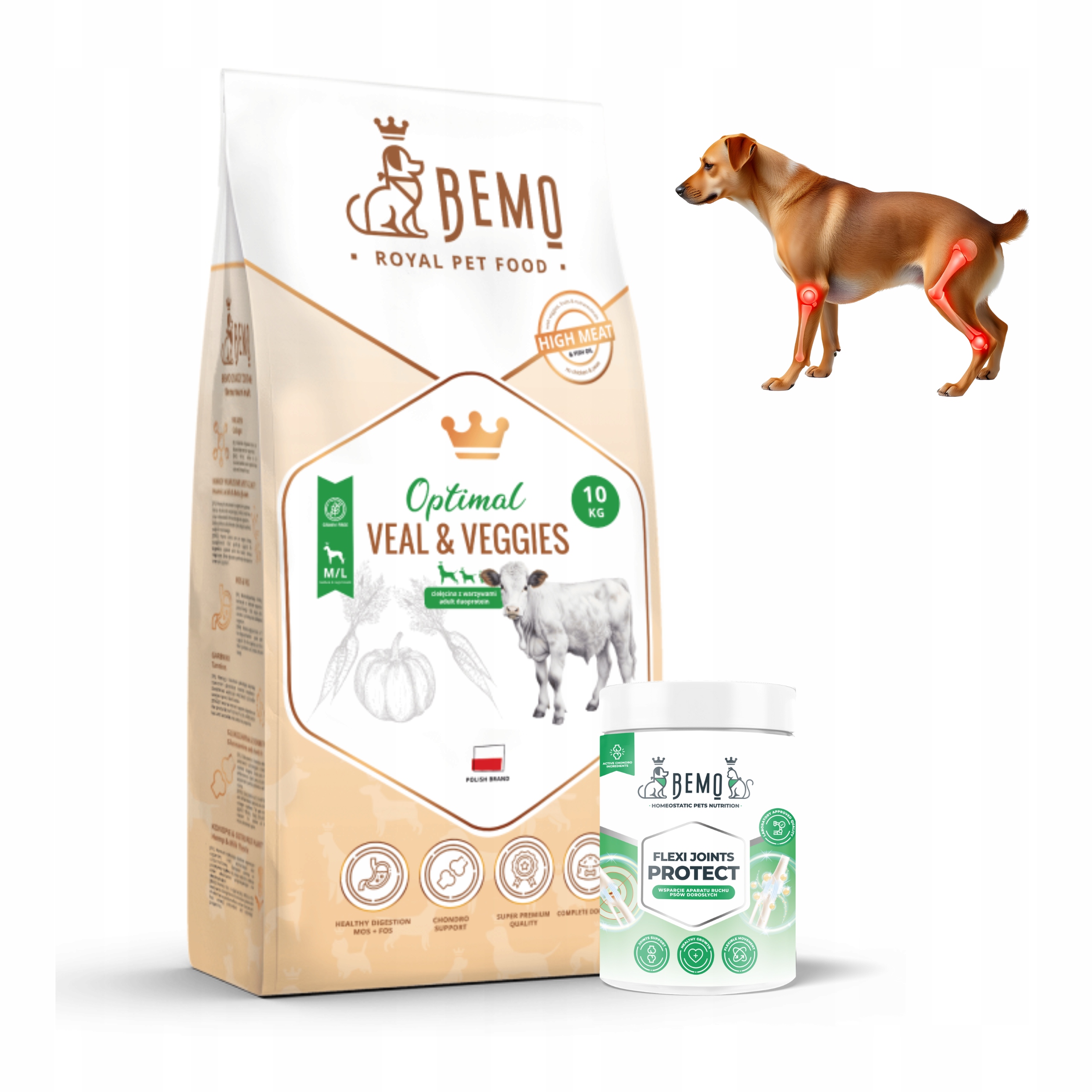 Levně Suché krmivo pro psy Bemo Optimal 10 kg doplněk stravy Zdravé Klouby velcí psi