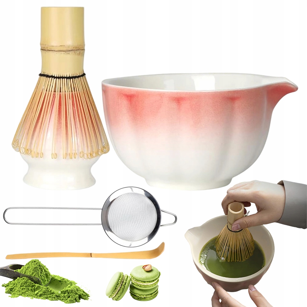 Levně Tradiční Sada Matcha Keramika+bambus Růžová Je Ideální Jako Dárek