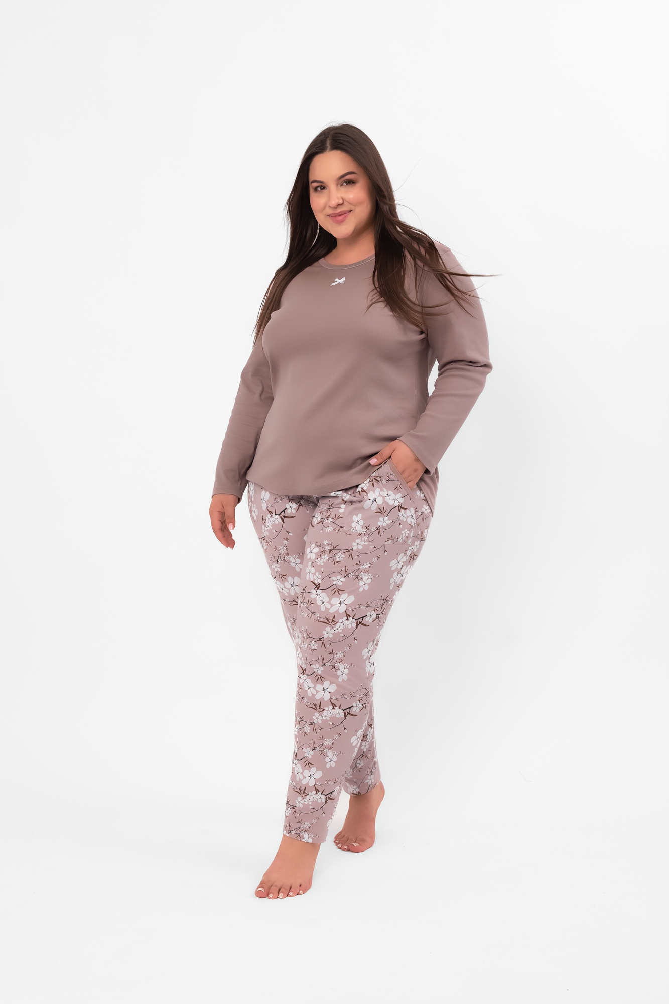 Dámské pyžamo s dlouhým rukávem a dlouhými kalhotami Kimuri XL Italian Fashion