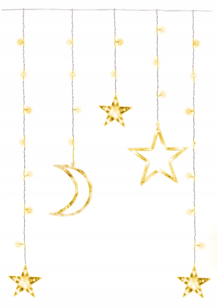 

715 Gwiazda Księżyc Lampki Kurtyna Świetlna Led