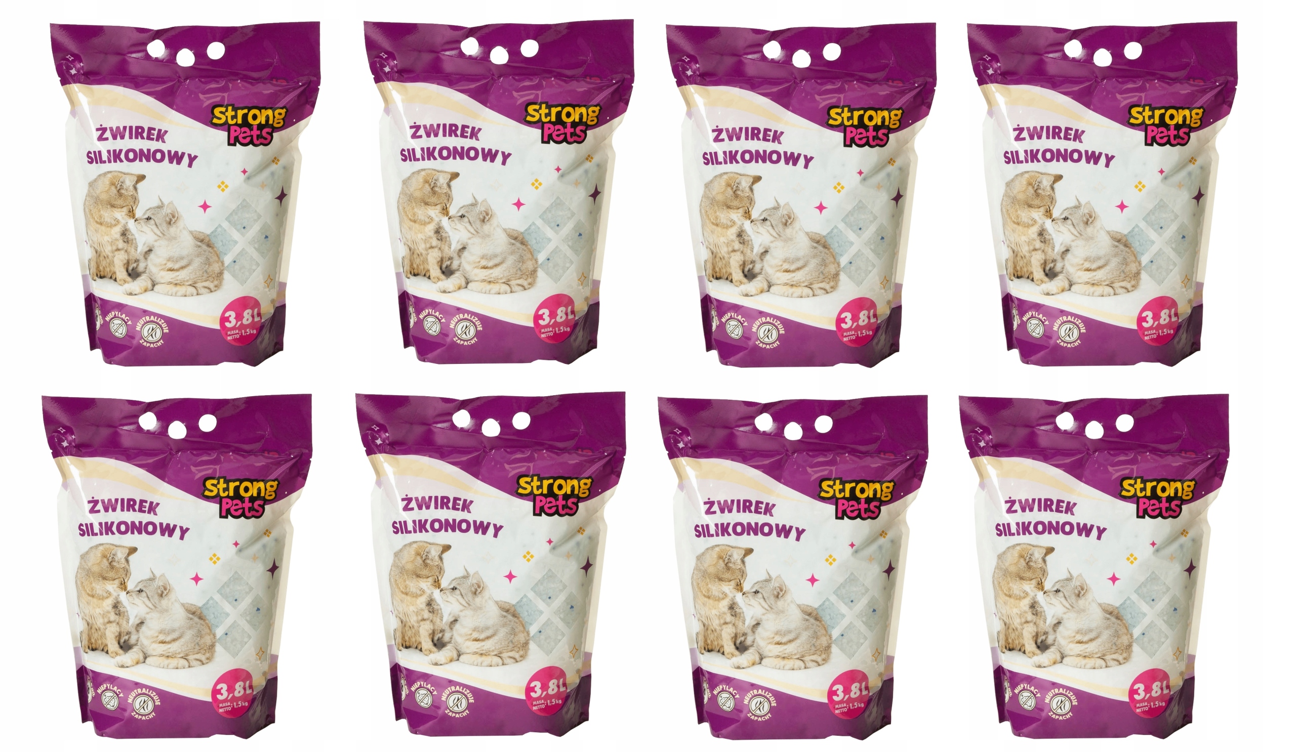 Strong Pets Silikonové Stelivo 30,4L přírodní do záchodu pro kočky, bezprašný