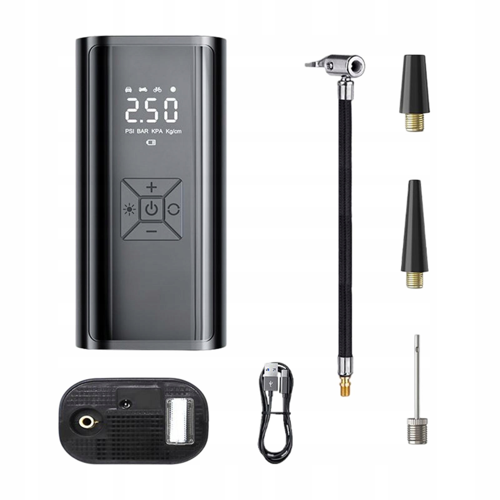 Przenośny elektryczny inflator opon samochodowych Szybka inflacja do motocy Waga produktu z opakowaniem jednostkowym 0.35 kg