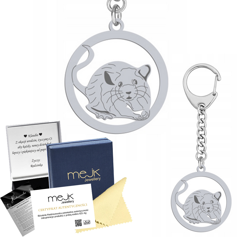 Přívěsek Na Klíče na klíče Myš 925 Stříbrný Dárek pro učitele Žena Gravírování