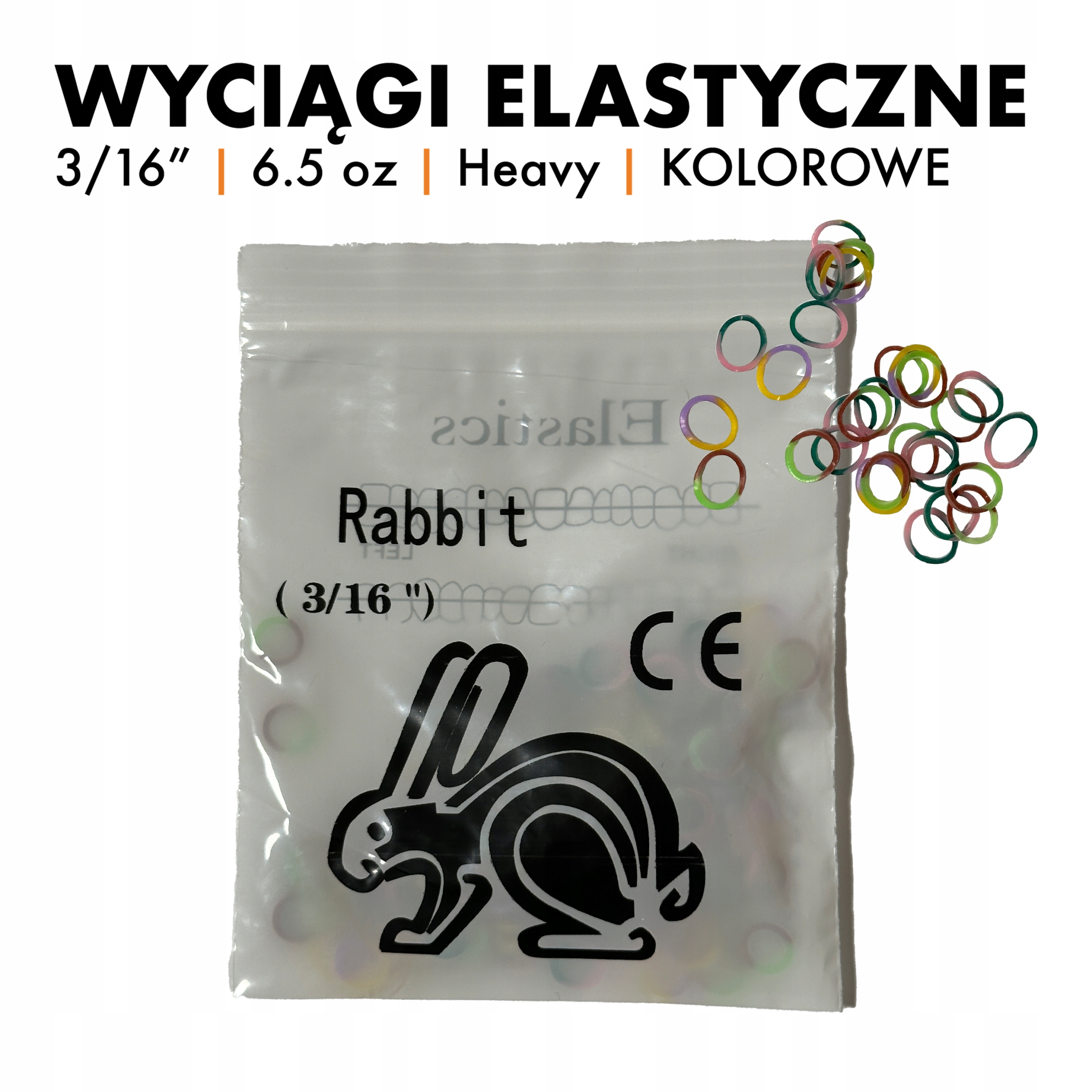 Gumki wyciągi elastyczne ortodontyczne 3/16" Heavy 6.5oz kolorowe 100 szt.